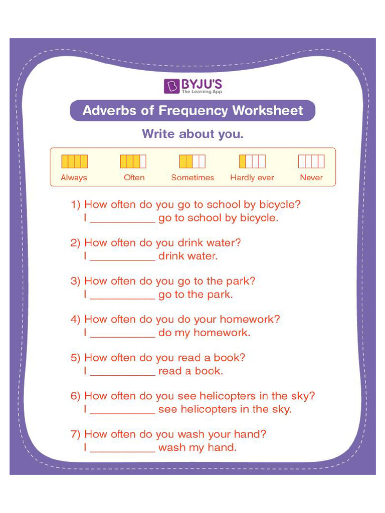 Adverbs of Frequency Worksheet | PDF
