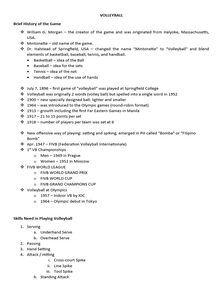 Volleyball Pdf Volleyball Indoor Sports