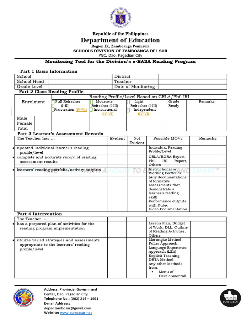 E BASA Monitoring Tool | PDF | Learning Methods | Learning