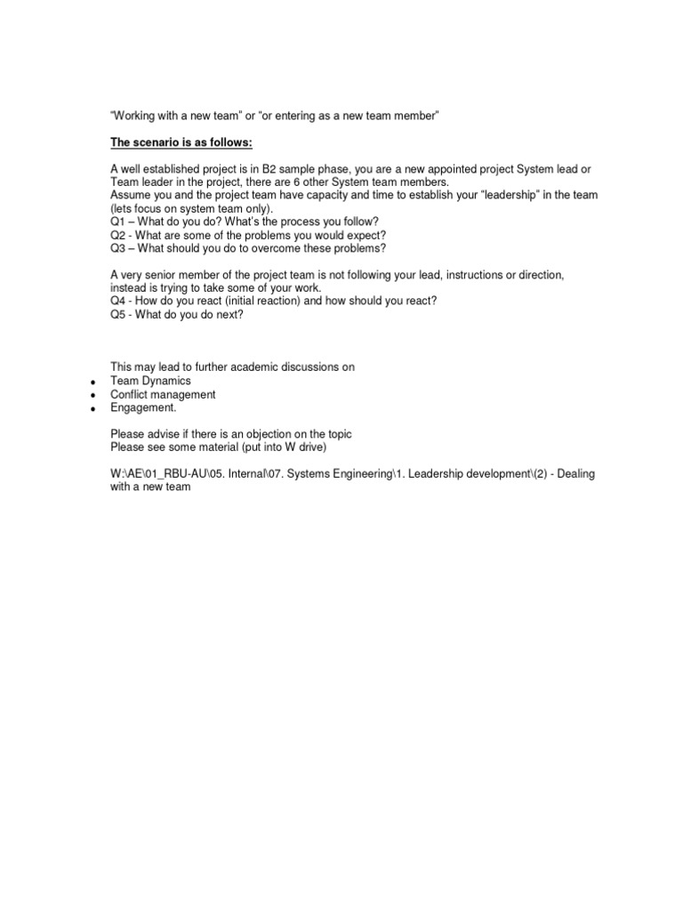 How Would We Approach A New Team | PDF | Leadership | Human Communication