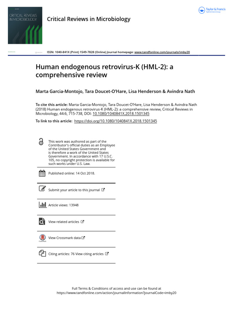 Human Endogenous Retrovirus-K HML-2 A Comprehensive Review | PDF ...