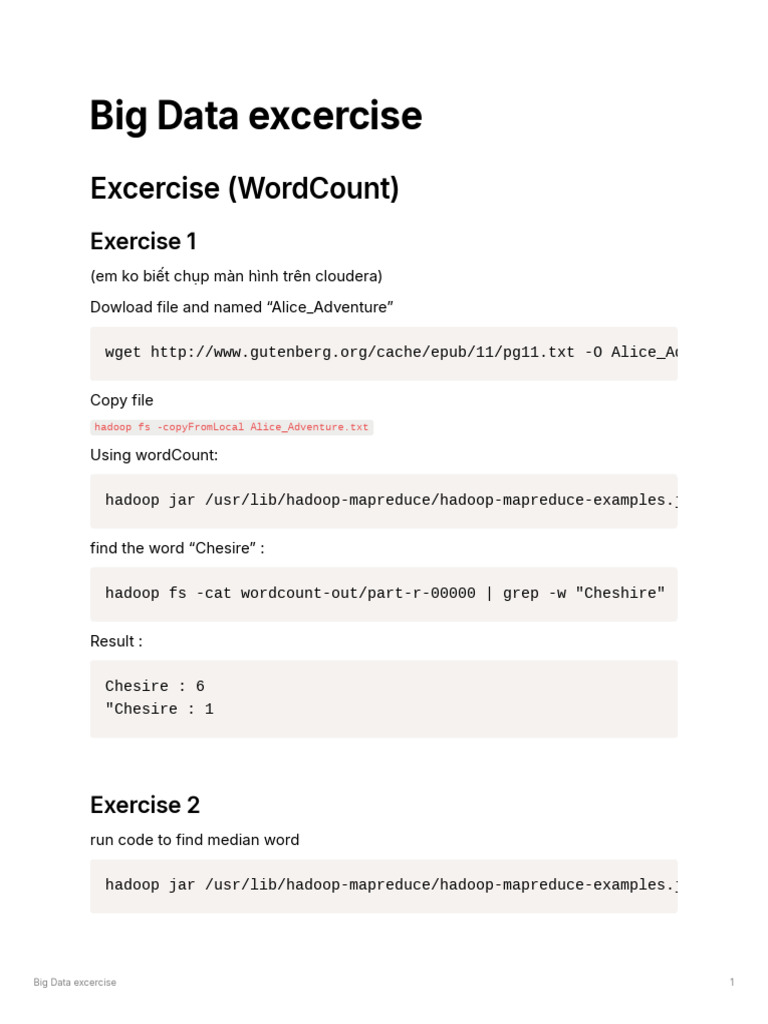 Big Data Excercise | PDF | Apache Hadoop | Computer Programming