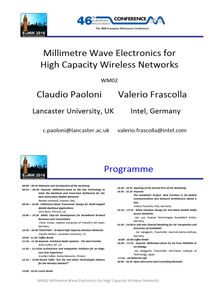 WM02 Millimeter Wave Electronics For High Capacity Wireless Networks ...