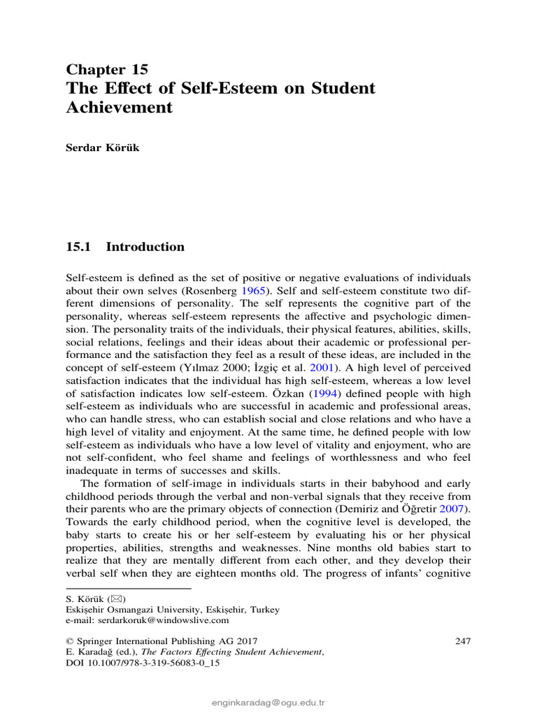 Self-Esteem's Impact on Student Success | PDF | Self Esteem | Meta Analysis