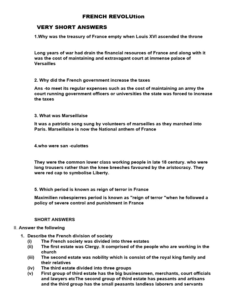 French Revolution Notes Pdf Slavery French Revolution