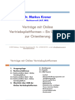 Dr. Markus Kroner: Verträge Mit Online Vertriebsplattformen - Ein Überblick Zur Orientierung