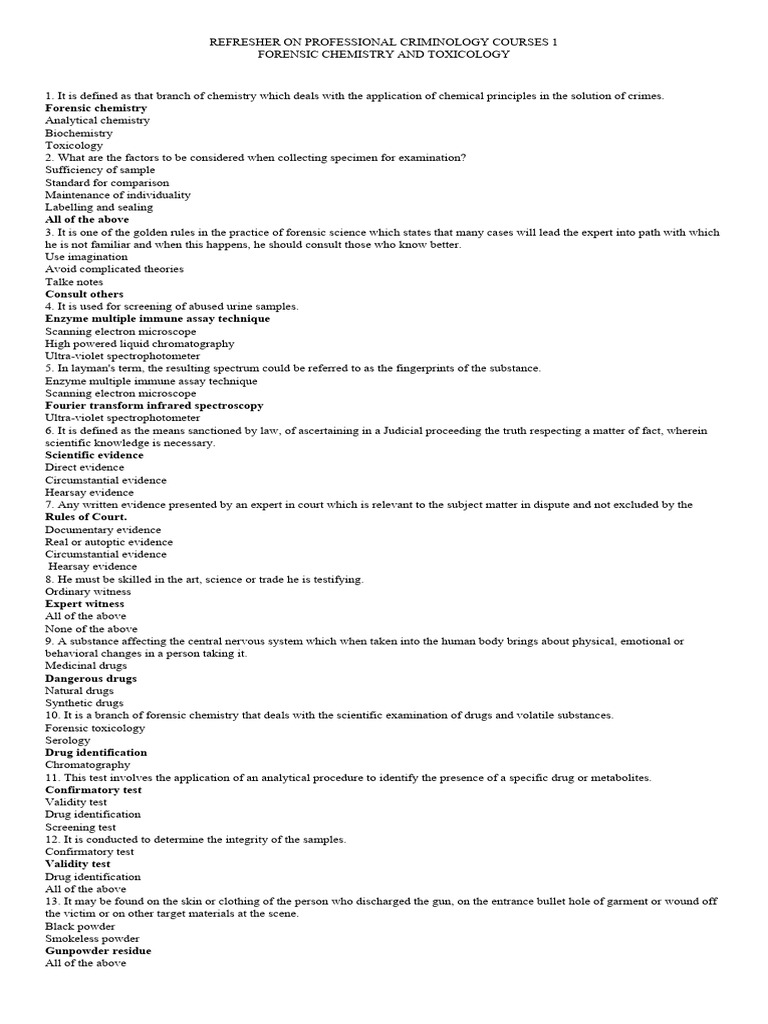 Forensic Chemistry Course Overview | PDF | Ligand (Biochemistry ...