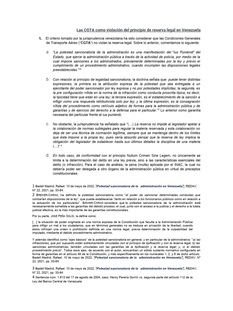 Las CGTA Como Violación Del Principio de Reserva Legal en Venezuela. AJ ...