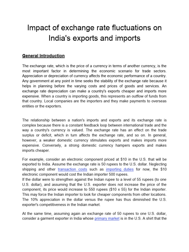 Exchange Rate Impact on India's Trade | PDF | Exchange Rate ...