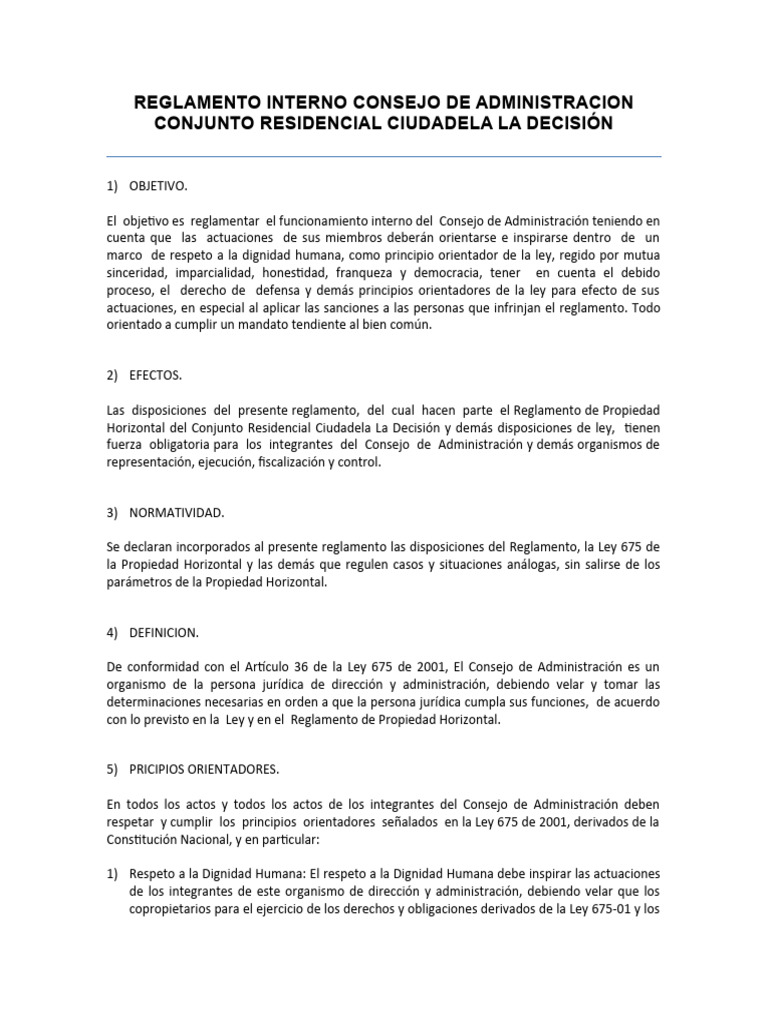 Reglamento del Consejo de Administración | PDF | Condominio | Regulación