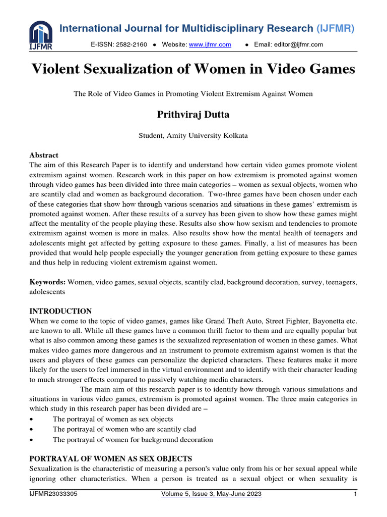Violent Sexualization of Women in Gaming | PDF | Sexism | Gender Role