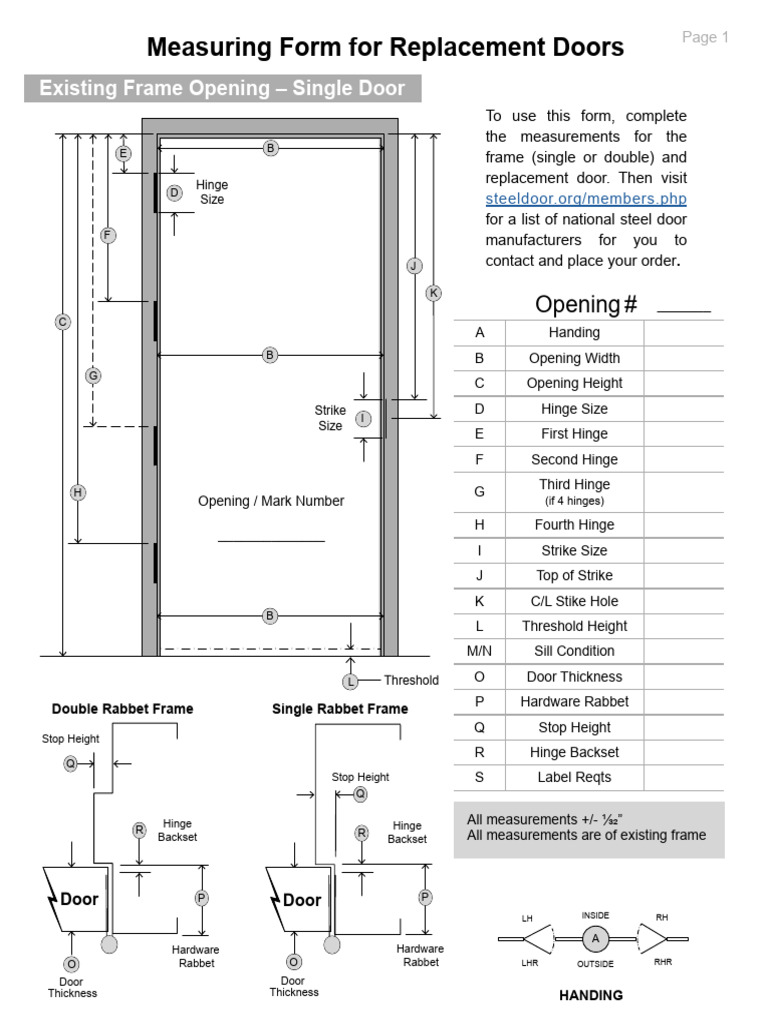 Field Measuring Form | PDF | Door | Architectural Design