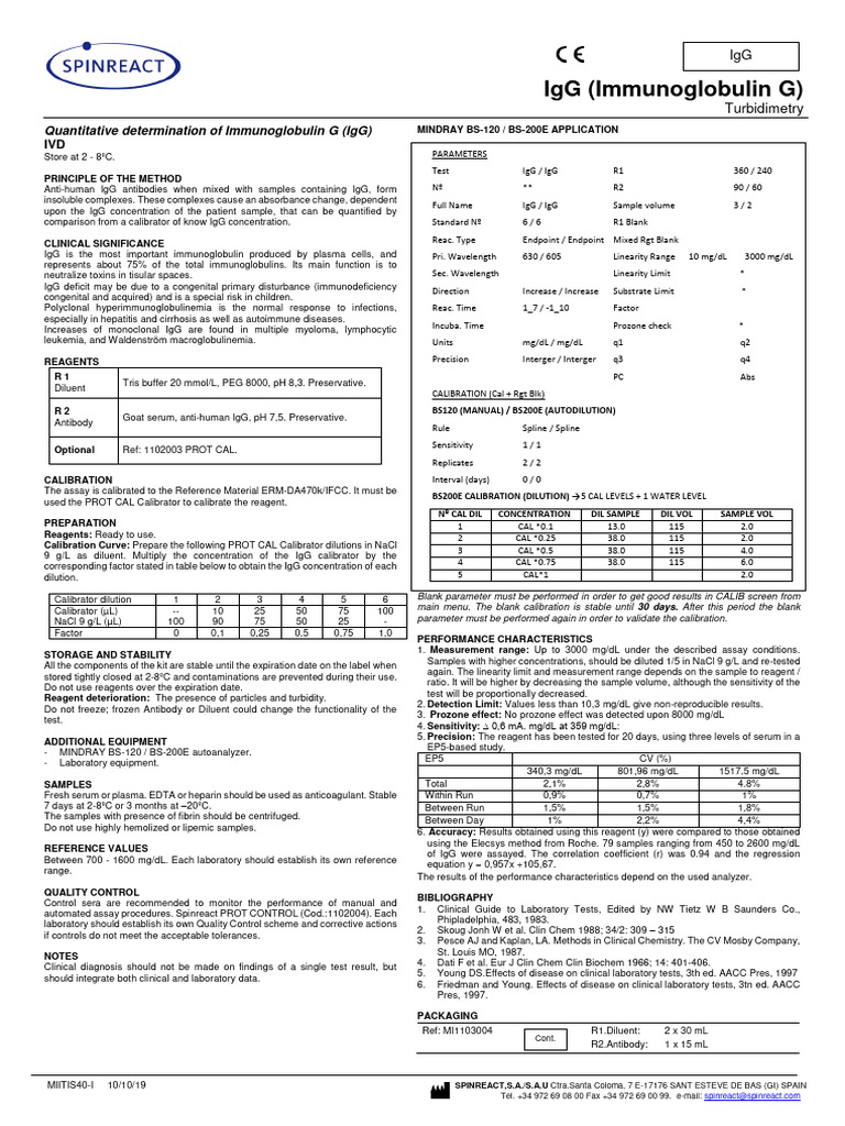 Quantitative Determination of Immunoglobulin G (Igg) | PDF | Antibody ...