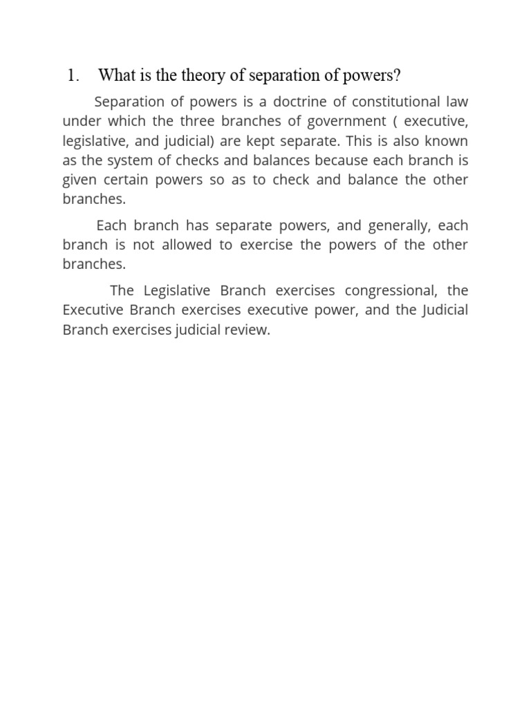 Understanding Separation of Powers | PDF