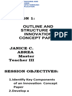 Session 1 - Outline and Structure of Innovation Concept Paper