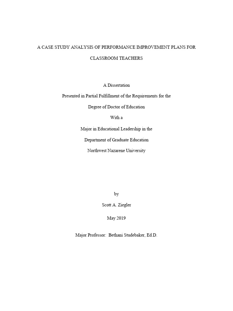 A Case Study Analysis of Performance Improvement Plans For Classroom ...