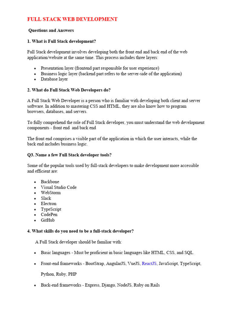Full Stack QA | PDF | Web Development | Dynamic Web Page