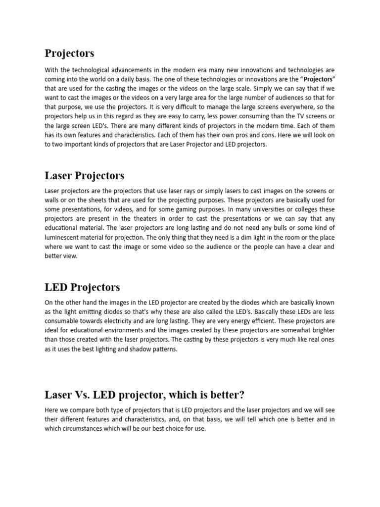 Laser vs LED Projectors: Key Differences | PDF | Light Emitting Diode ...