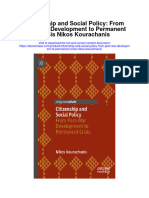 Citizenship and Social Policy From Post War Development To Permanent Crisis Nikos Kourachanis Full Chapter