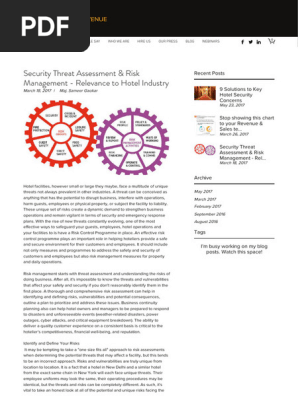 Security Threat Assessment & Risk Management - Relevance to Hotel Industry