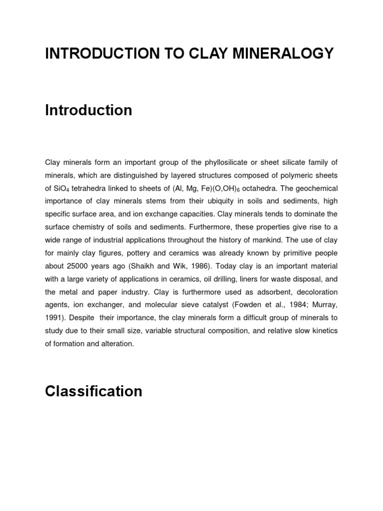 Introduction To Clay Mineralogy | PDF | Clay Minerals | Minerals