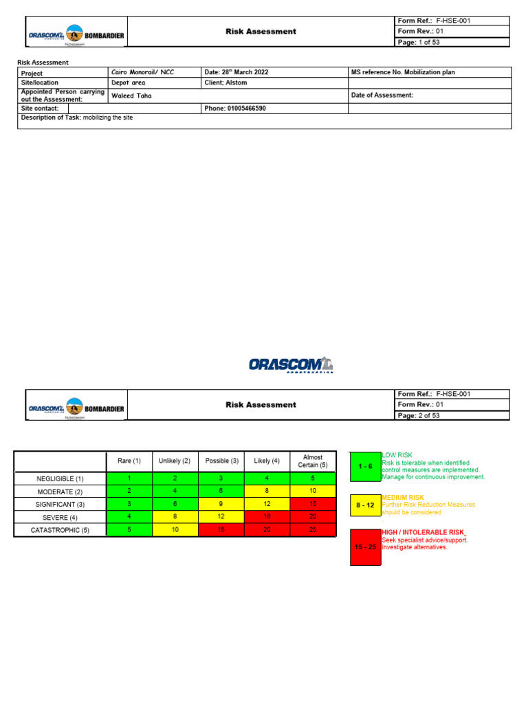 Mobilization Risk Assessment | PDF | Traffic | Crane (Machine)