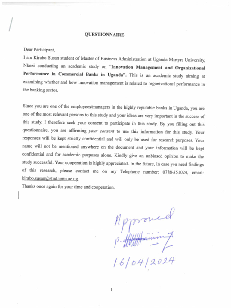 Approved Questionniare | PDF