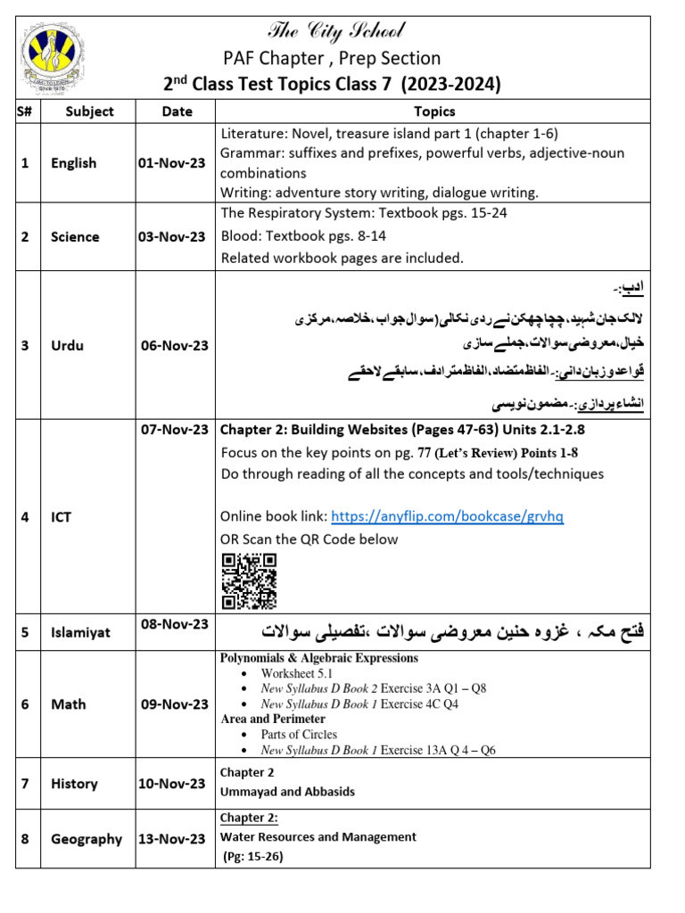 Class 7 2nd Class Test Topics | PDF | Linguistics | Grammar