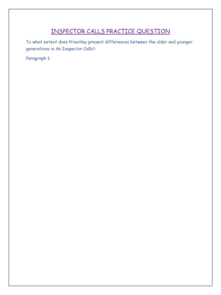 An Inspector Calls Revision Practice Question | PDF | Wellness ...