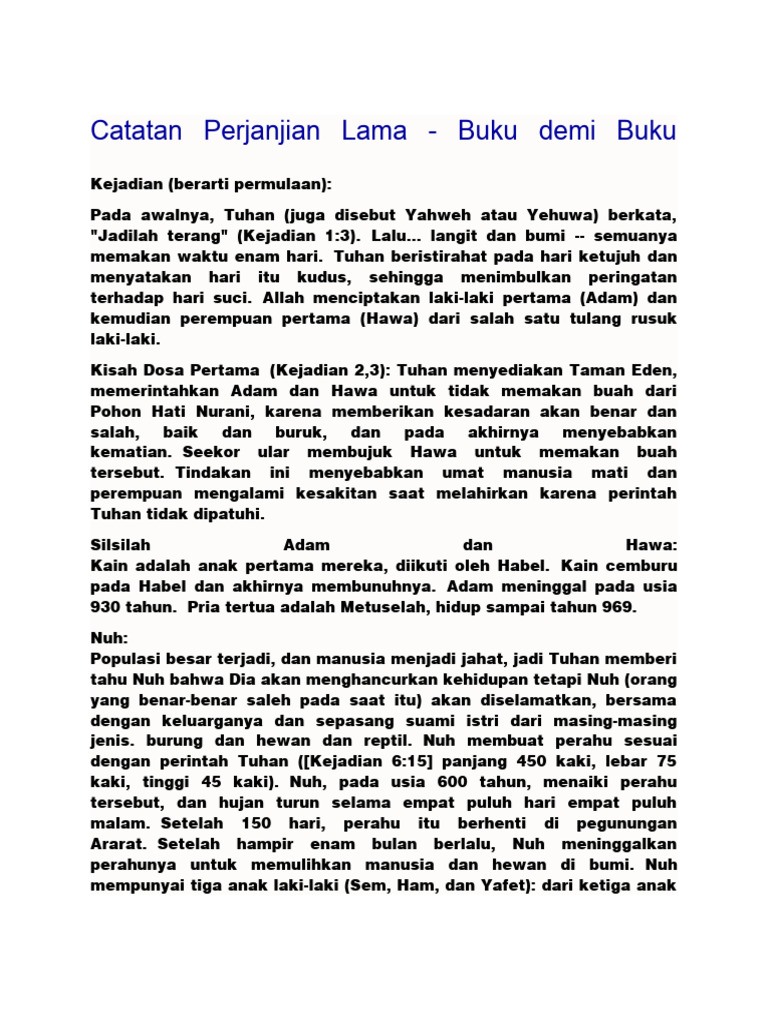 Kitab suci kristen perjanjian lama dan perjanjian baru