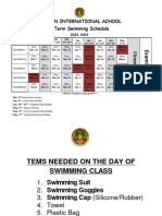 3rd Term Swimming Schedule
