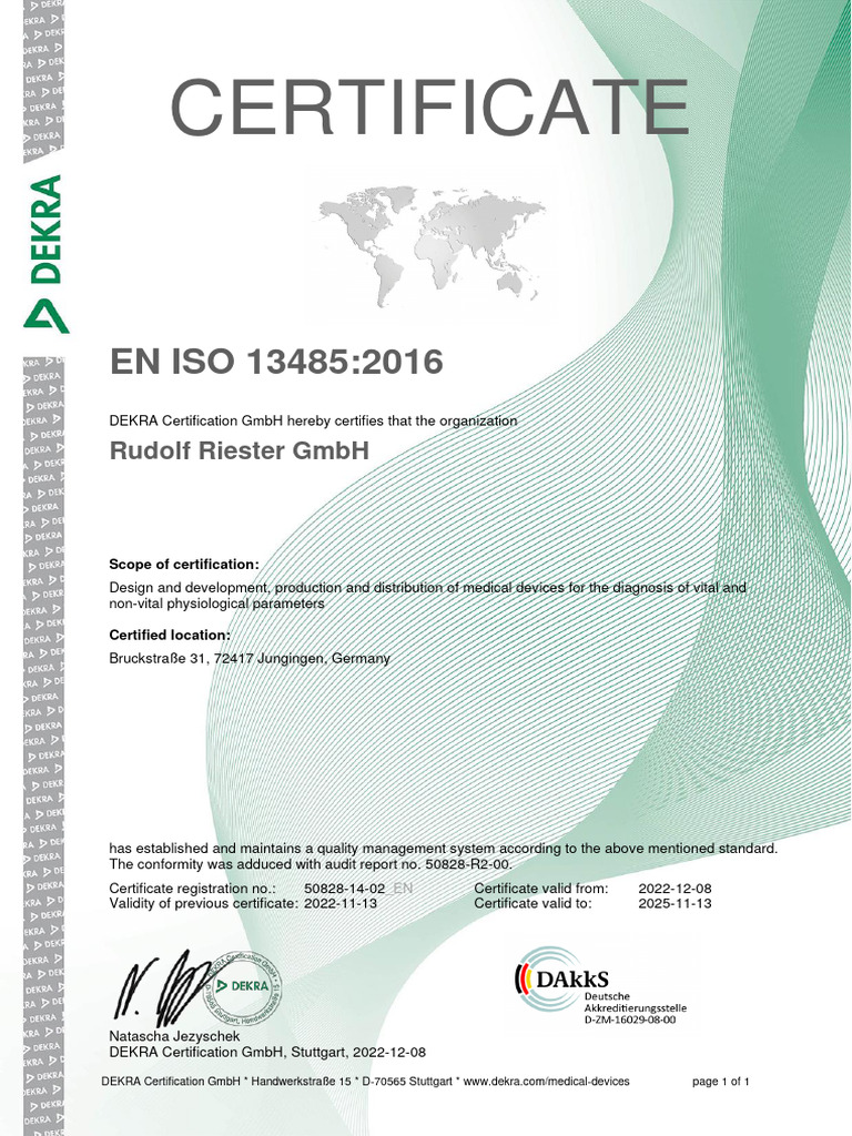 Certificado de Calidad ISO RIESTER | PDF