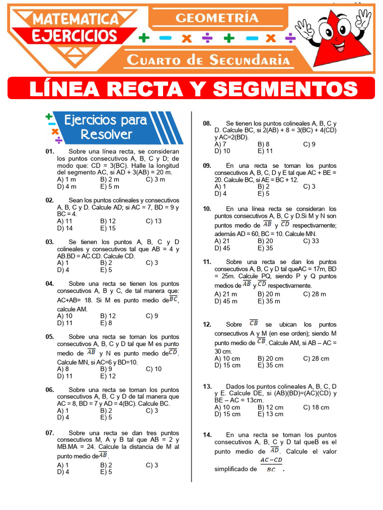 Ejercicios de segmentos para secundaria | PDF | Geometría | Geometría ...