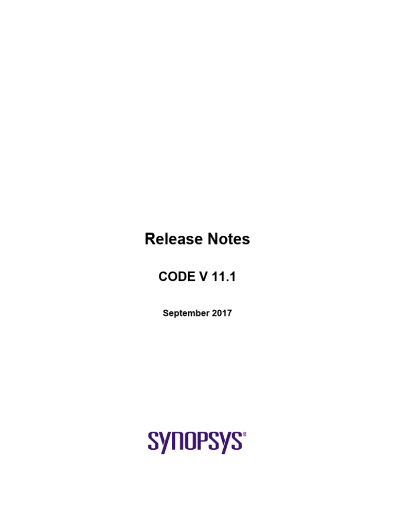 Release Notes - CODE V Ver.11.1 | PDF | License | Copyright