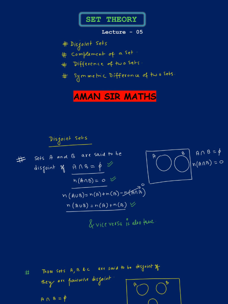 Sets 05 - Class Notes - Bhannat Maths - Compressed | PDF