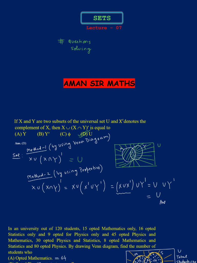 Sets 07 - Class Notes - Bhannat Maths - Compressed | PDF