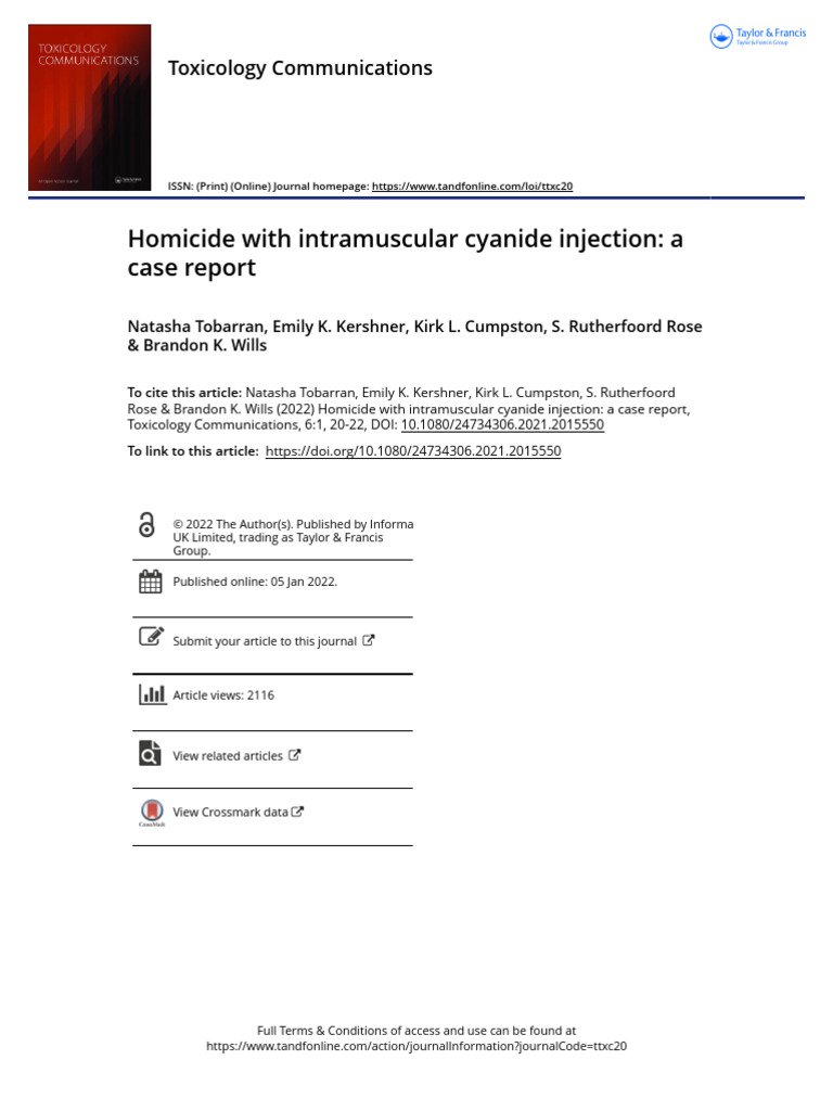 Homicide With Intramuscular Cyanide Injection A Case Report | PDF ...