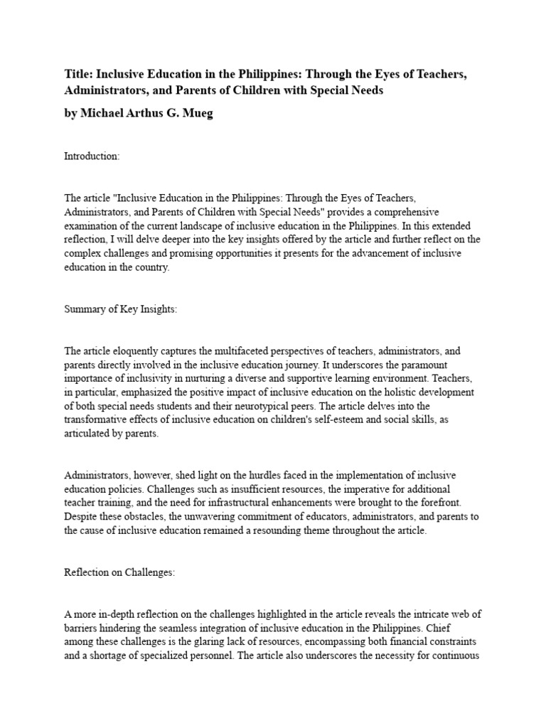 Inclusive Education Challenges in the Philippines | PDF | Inclusion ...