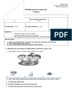 Evaluación Cs. Naturales 1° Unidad 1 Los Sentidos 2024