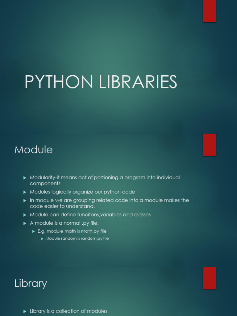 Python Libraries PDF | PDF | Computing | Software Development