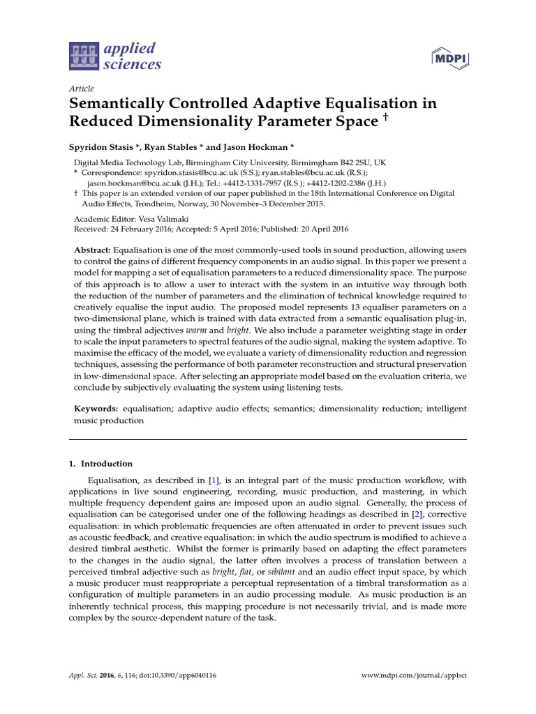 Adaptive Equalisation in Audio Processing | PDF | Equalization (Audio)