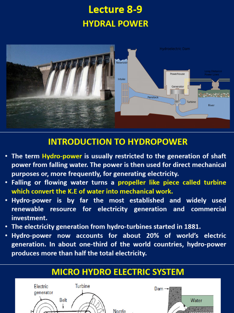 Lec 8 9 Hydropower Pdf Hydroelectricity Turbine