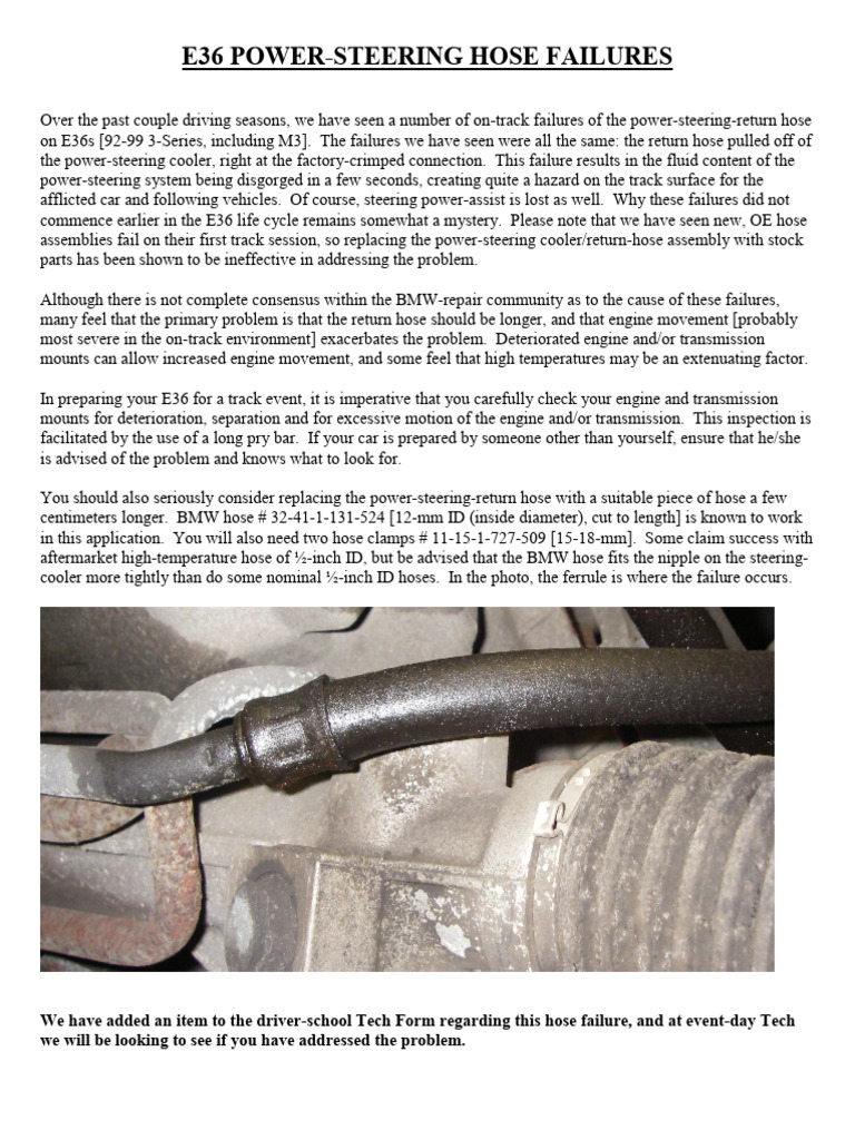 E36 Power Steering Hose PDF