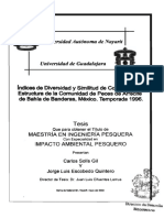 2002 Indices de Diversidad y Similitud de Comunidades Estructura de La Comunidad de Peces de Arrecife de Bahia de Banderas Mexico Temporada 1996