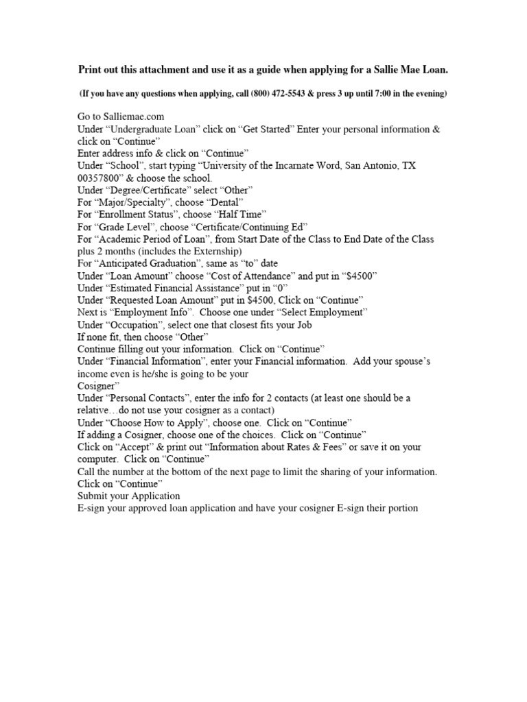 Sallie Mae Loan Application Guide | PDF | Business