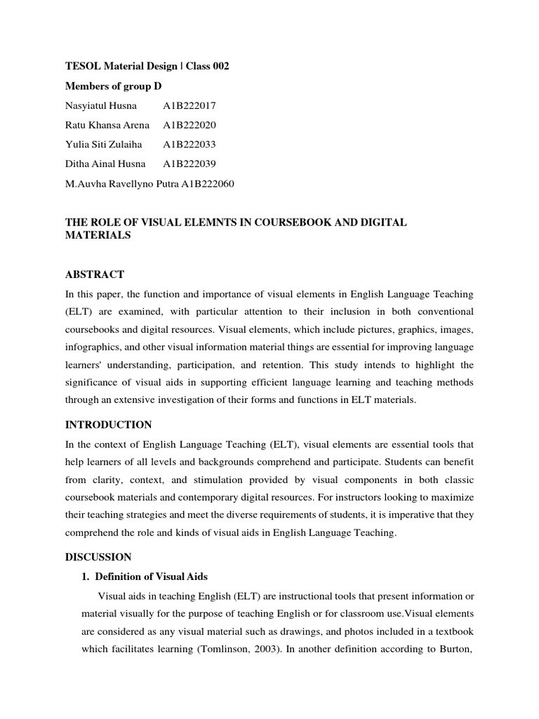 Visual Elements in ELT Materials | PDF | Infographics | Learning
