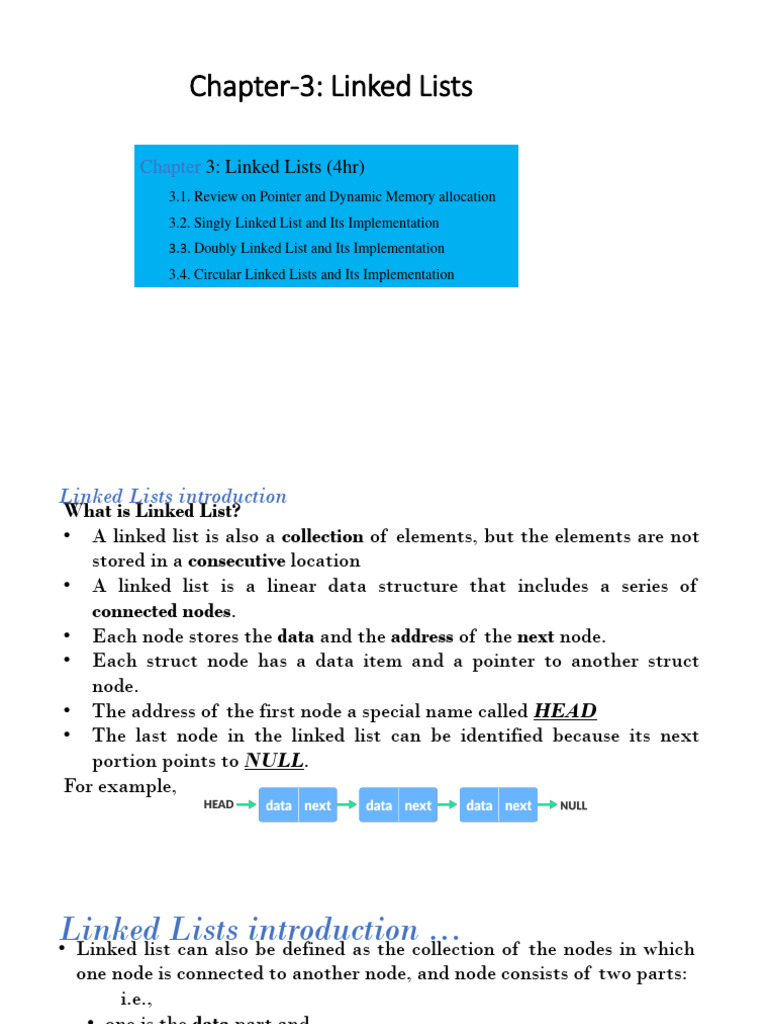 Chapter-3 Linked Lists Lecture Note by Shmdch | PDF | Pointer (Computer ...