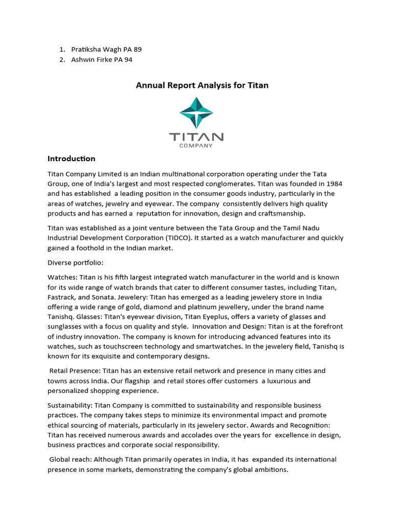 Titan Report Analysis FCA | PDF | Dividend | Auditor's Report