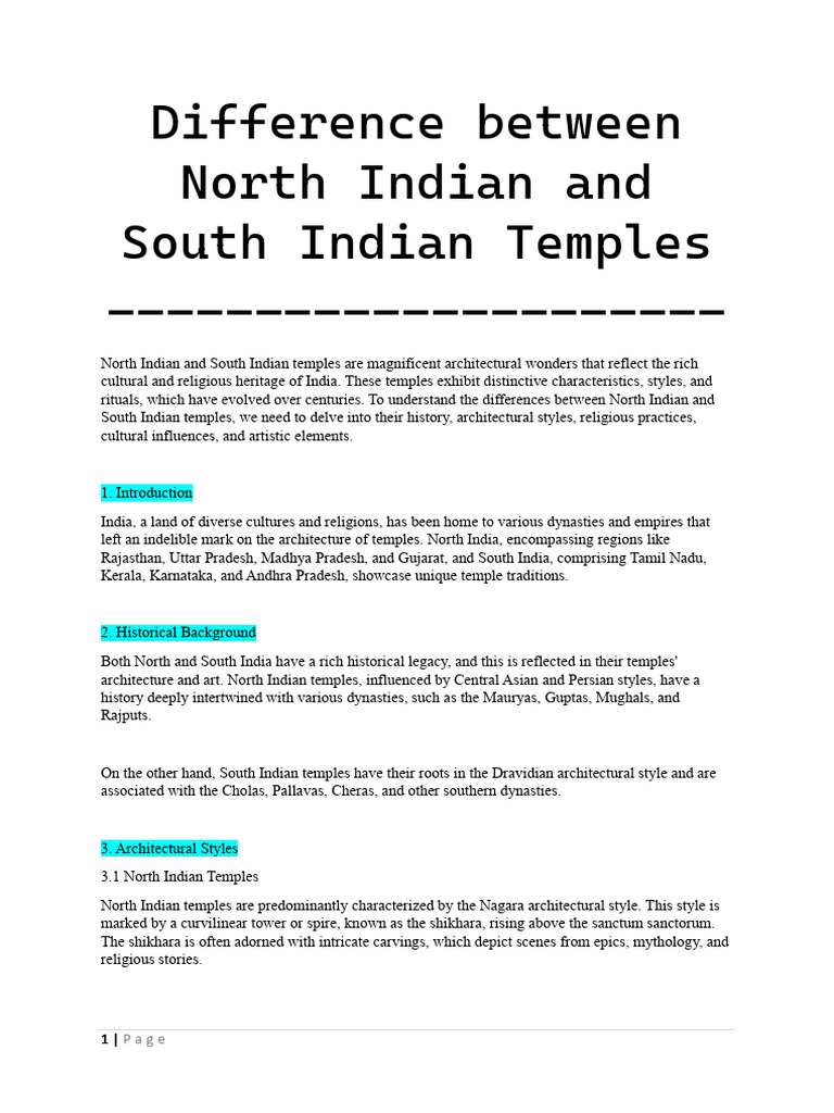 Difference between North Indian and South Indian Temples | PDF | South ...
