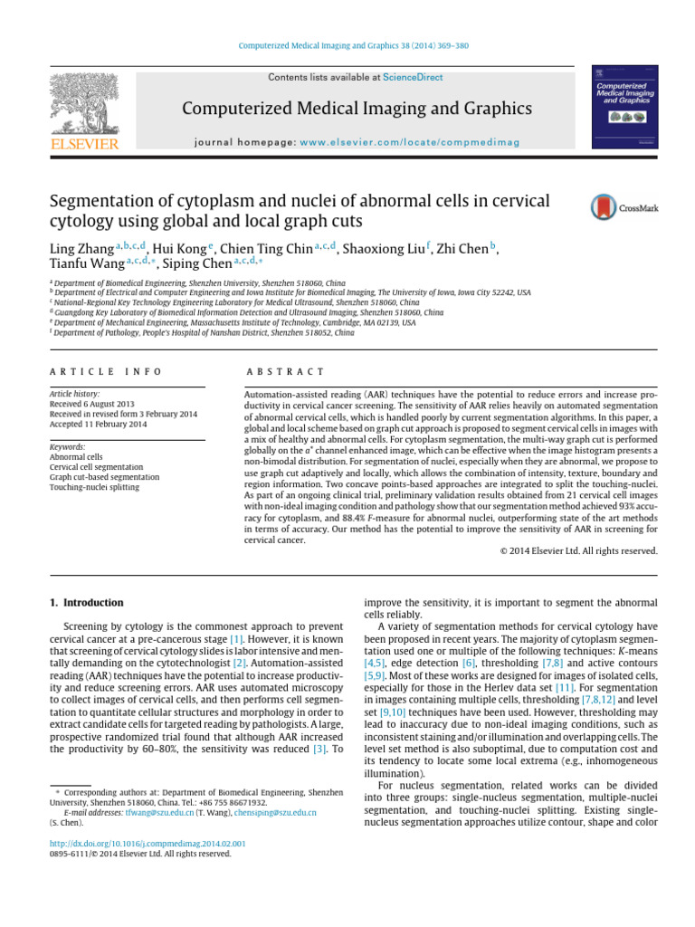 Segmentation of cytoplasm and nuclei of abnormal cells in cervical ...